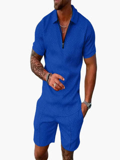 Set aus Polo und Shorts im lässigen Stil für Herren – Sommerliche entspannte Eleganz in Blau