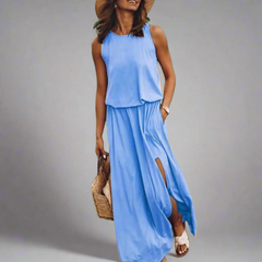 Wolff | Elegantes Maxi-Kleid für Damen in Himmelblau
