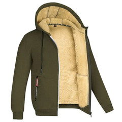 TOMMY - Kapuzenpullover mit Reißverschluss aus Fleece in Armeegrün