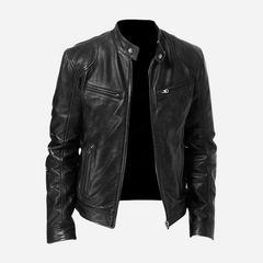 Norris - Lässige und schmal geschnittene Lederjacke für Herren in Schwarz