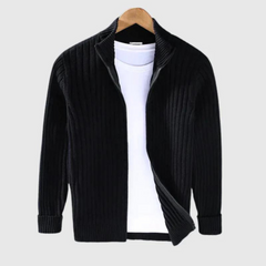 Jericho - Gerippter Cardigan - Rollkragenstil in Schwarz