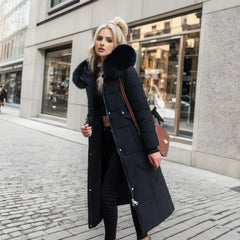 Marine - Verlängerter warmer Wintermantel in Schwarz