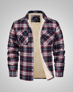 Julian | Herren Gefütterte Karierte Overshirt Jacke in Rot