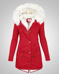 Nele | Damen Gefütterte Winter Parka Jacke in Rot