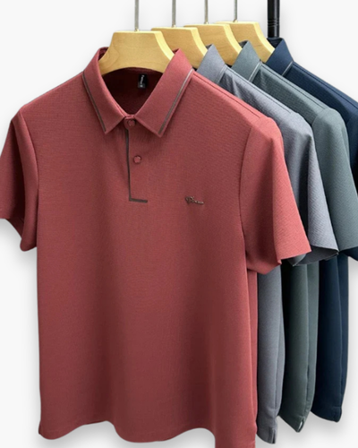 Herren Elegantes Kurzarm Polohemd | Glamouröses Design mit Diamantapplikationen