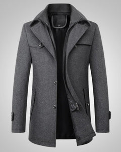 Michael | Herren Klassischer Winter Reißverschluss Mantel in Grau