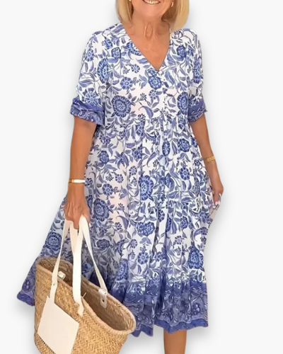 Damen Elegantes Blumenkleid | Midi Sommer