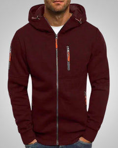 David | Herren Komfort Reißverschluss Hoodie in Rot