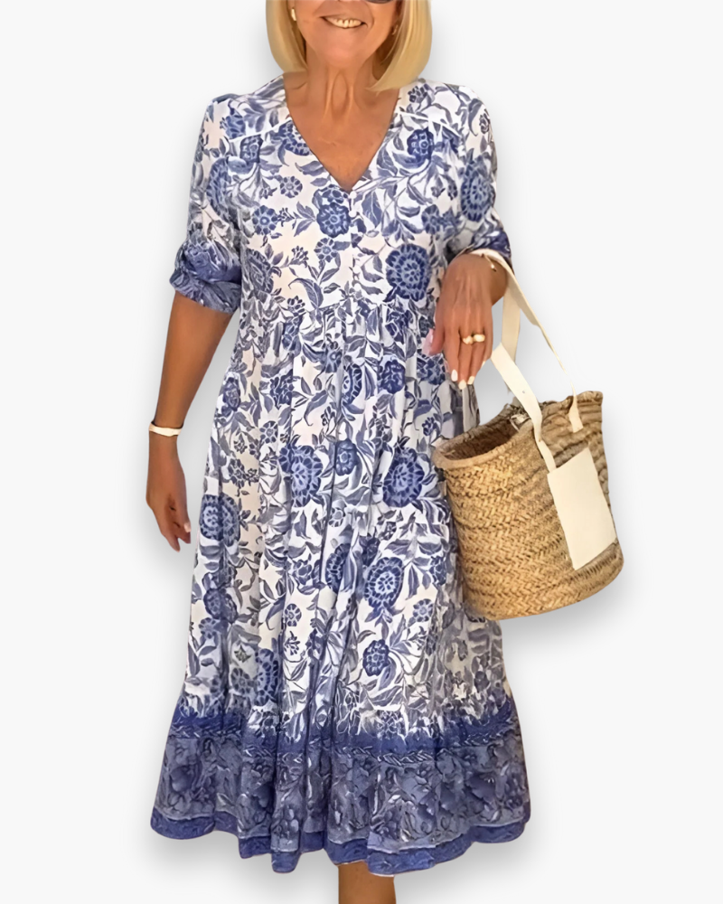 Damen Elegantes Blumenkleid | Midi Sommer
