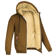 TOMMY - Kapuzenpullover mit Reißverschluss aus Fleece in Braun