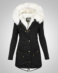Nele | Damen Gefütterte Winter Parka Jacke in Schwarz