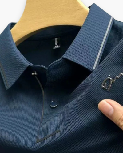 Herren Elegantes Kurzarm Polohemd | Glamouröses Design mit Diamantapplikationen