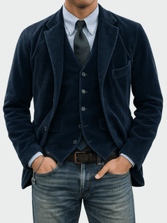 Steffen | 2-teiliges Set: Blazer und Weste in Blau