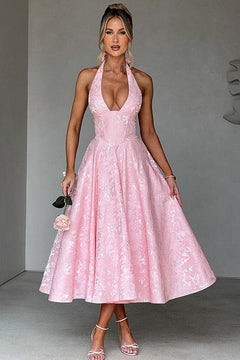 Lena | Damen Elegantes A-Linien Hochzeitsgast Kleid in Rosa