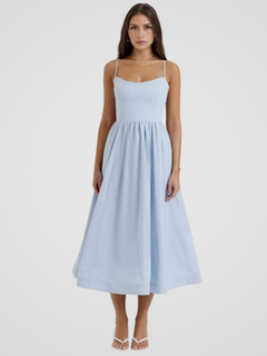 ELARA BLOOM MIDIKLEID in Hellblau