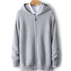 Kenton - Zip-Hoodie - Minimalistischer Rippstil in Grau