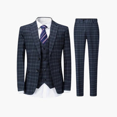 Kariertes Anzug Set - Slim Fit Herrenanzug 3-teilig Modern in Grau
