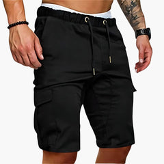 Herren Cargo Shorts mit Taschen und elastischem Bund für Sommer in Schwarz