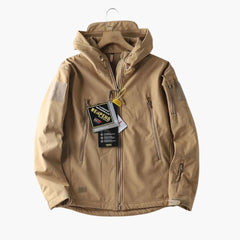 Herren Kapuzenjacke mit Reißverschluss und Ärmeltaschen in Khaki