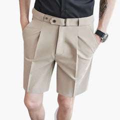 Herren Sommer Shorts mit Bundfalten und Gürtelschlaufen in Khaki