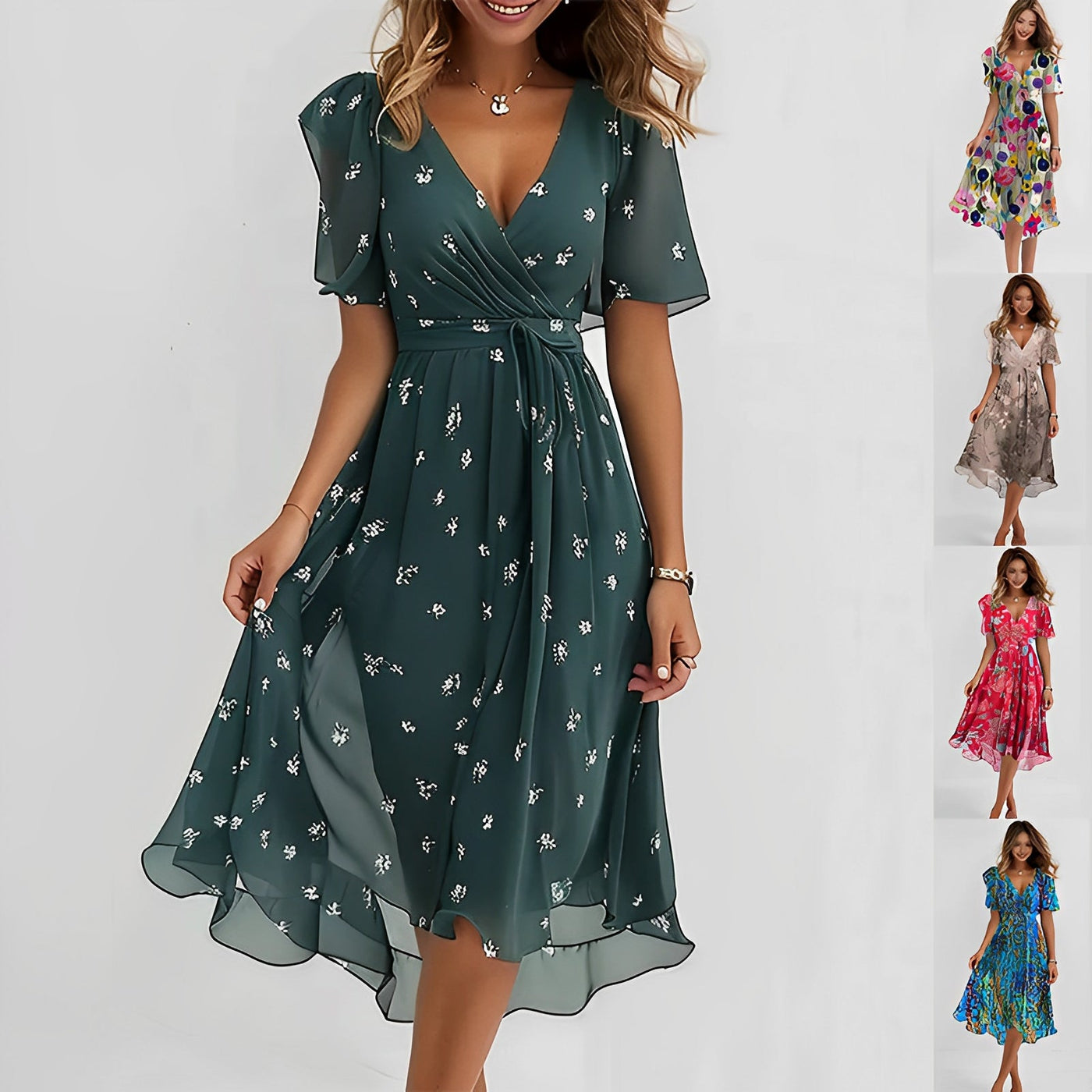 Valerie - V-Ausschnitt-Chiffonkleid für Damen
