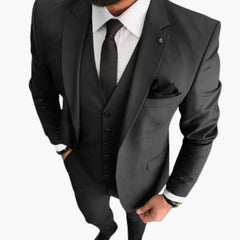 Slim Fit Anzug Set - Herrenanzug 3-teilig für Hochzeit Event in Schwarz
