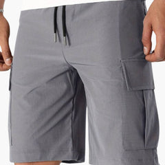 Herren Sommer Cargoshorts mit Kordelzug und Klappentaschen in Grau