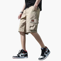 Herren Sommer Cargo Shorts mit Taschen und Reißverschluss in Khaki
