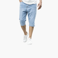 Herren Sommer Bermuda Shorts aus Denim mit Umschlag und Reißverschluss in Bleichen