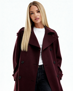 Amalia | Weinrot Trenchcoat in Weinrot