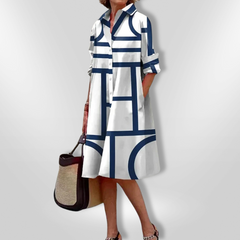 | Geometrisches Muster Midi Kleid in Blau