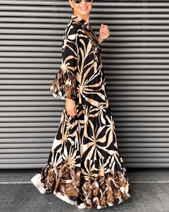Zeudi - Elegantes Boho-Kleid in Khaki