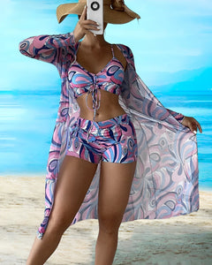 Erica® | Stilvolles 3-teiliges Bikini-Set mit Blumenmuster in Rosa