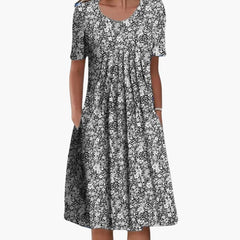 Blumen Kleid - Für Damen mit Taschen & Entspannter Passform in Grau