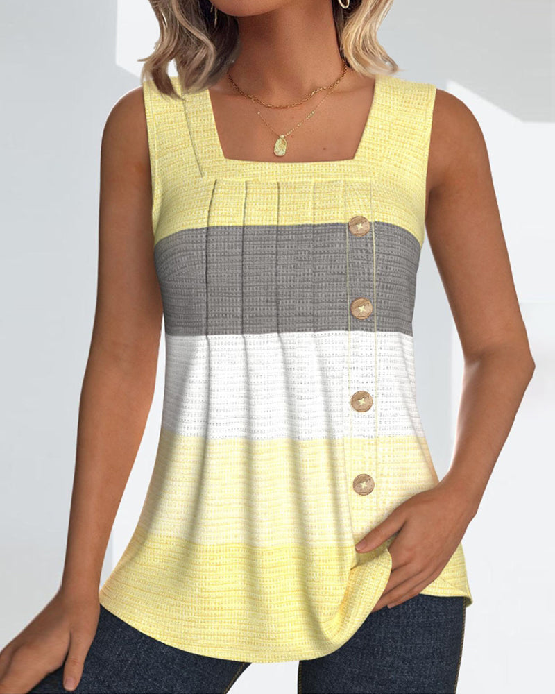 ROMA - Gestreiftes Tanktop mit Knöpfen