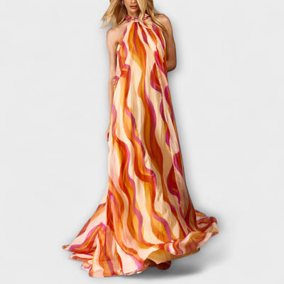 Rumi - Stilvolles Maxikleid mit Wellenmuster und geflochtenem Design