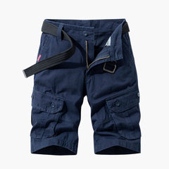 Herren Baumwoll-Cargo-Shorts mit Taschen und Gürtel in Marineblau