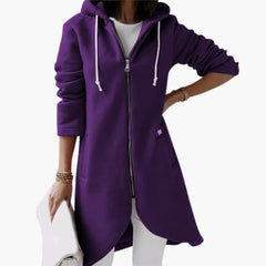 Langer Hoodie mit Reißverschluss für Damen in Lila