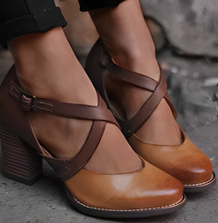 Georgina - Elegante und dicke Damenschuhe in Braun