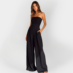 Zerya - Trägerloser Soft-Touch-Jumpsuit in Schwarz