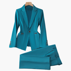 Elegantes Damen Blazer-Ensemble mit Hose - Klassisches Design in Blau