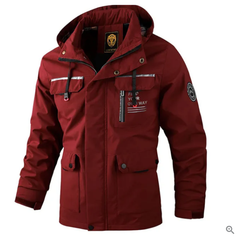 Herren Winterjacke | Kapuzenjacke Mit Taschen in Rot