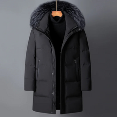 Winterjacke mit Fellimitat-Kapuze für Männer in Grau