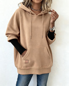Mia | Damen Hoodie modern casual & stilvoll elegant in Khaki