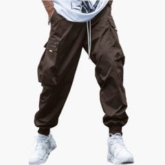 Herren-Cargo-Joggerhose mit Kordelzug und elastischen Bündchen in Braun