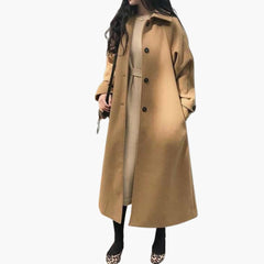 Trendy Langer Mantel für Damen in Khaki