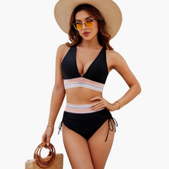 Zweiteiliges Bikini-Set - Damen Bademode für den Sommer in Schwarz