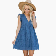 Sommerkleid Damen - Freizeitkleid mit praktischen Taschen in Dunkelblau
