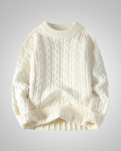 Julian | Herren Casual Winter Zopfstrickpullover in Weiß