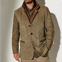 Herren Blazer Winterjacke | Vintage Stil Modern in Khaki